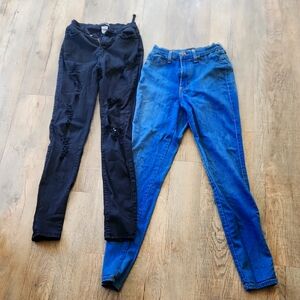 Black and Blue Distressed Jeans Set